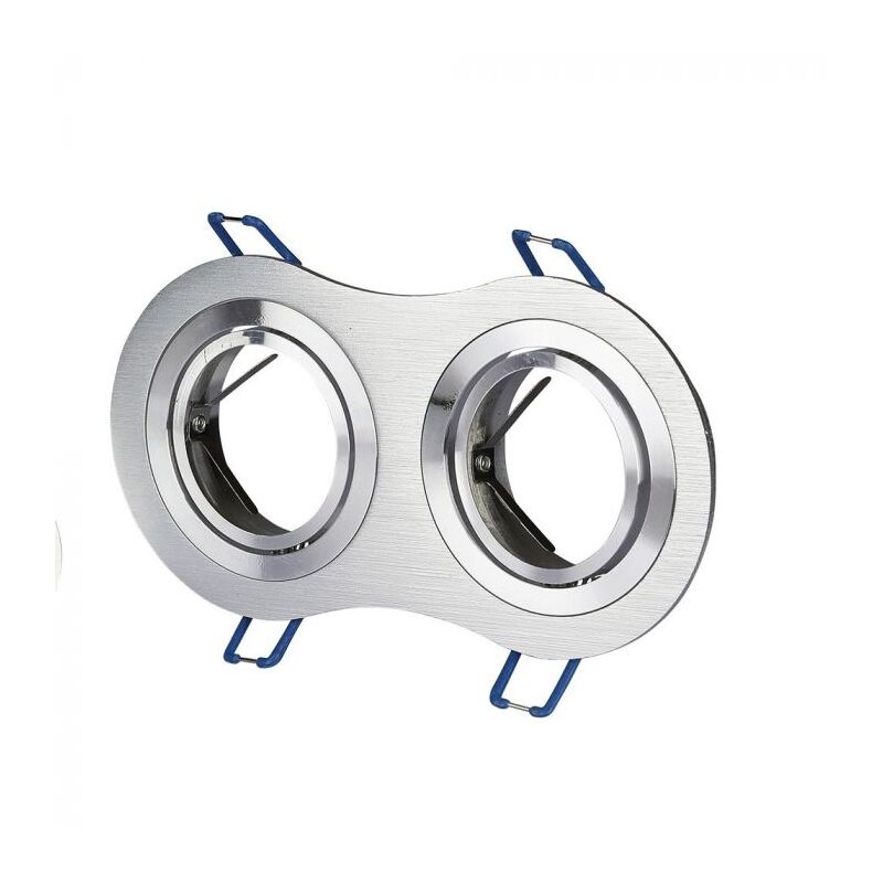 foto del prodotto v tac vt 783 portafaretto ad incasso rotondo regolabile per 2 faretti 2gu10 in alluminio spazzolato 3602