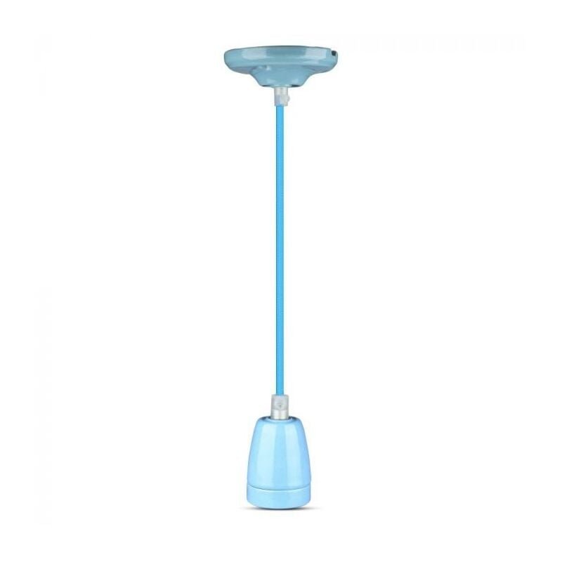 foto del prodotto v tac vt 7998 lampadario pendente 1mt e27 in porcellana 47mm cavo in corda colore blu ip20 sku 3806