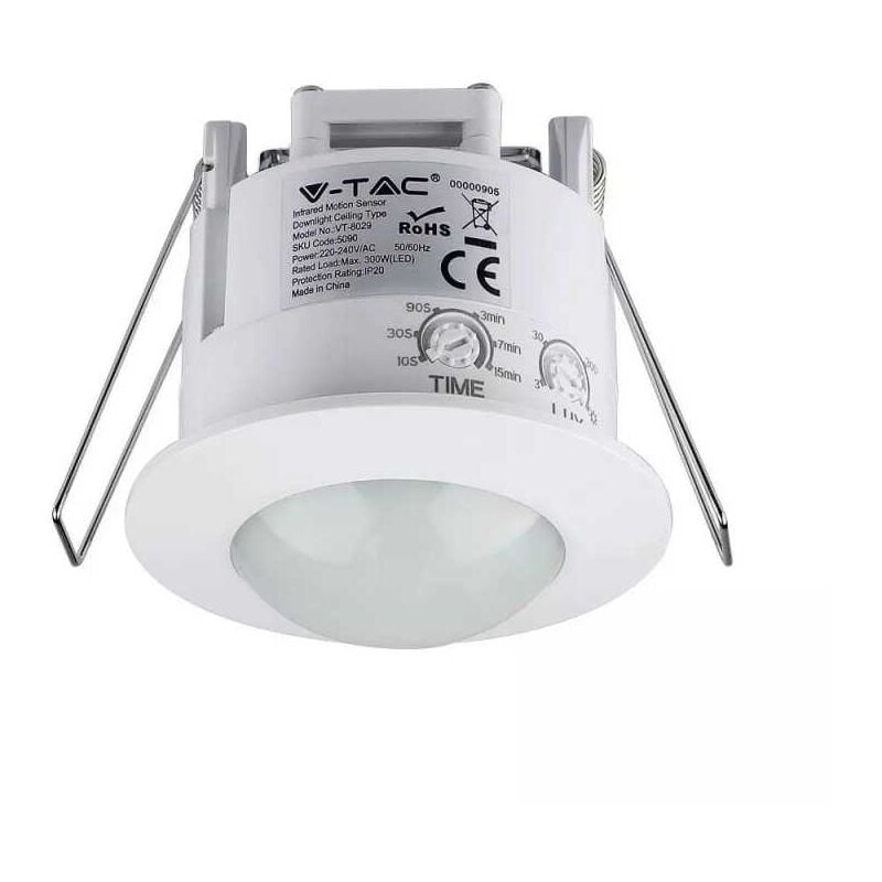 foto del prodotto v tac vt 8029 sensore di movimento infrarossi pir 360 a incasso da soffitto ip20 sku 5090