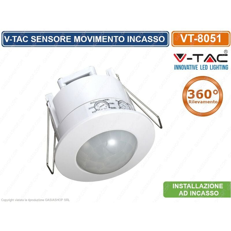 foto del prodotto v-tac - vt-8051 sensore di movimento a infrarossi per lampadine - sku 1356