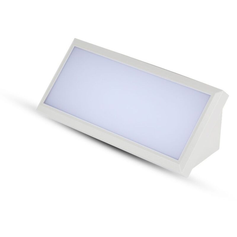 foto del prodotto v tac vt 8054 lampada led da parete rettangolare 12w angolare colore bianco da esterno ip65 applique da muro luce bianco caldo 3000k sku 6813