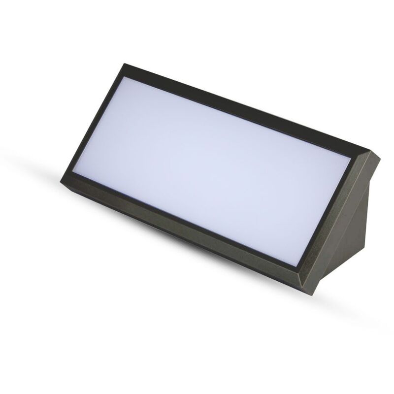 foto del prodotto v tac vt 8054 lampada led da parete rettangolare 12w angolare colore nero da esterno ip65 applique da muro luce bianco freddo 6500k sku 6809