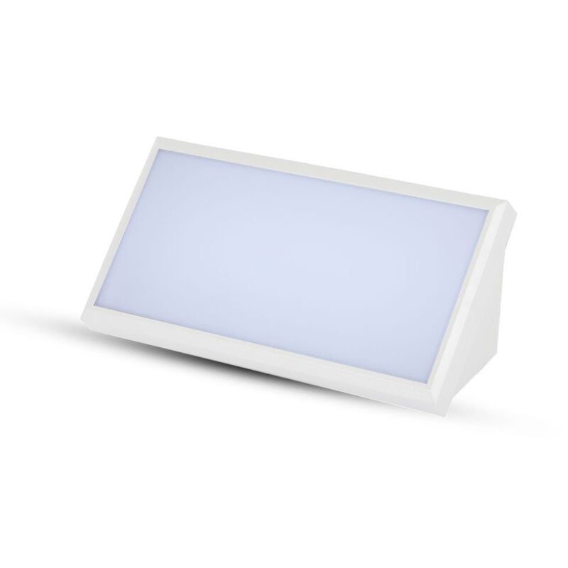 foto del prodotto v tac vt 8055 lampada led da parete rettangolare 20w angolare colore bianco da esterno ip65 applique da muro luce bianco naturale 4200k sku 6817