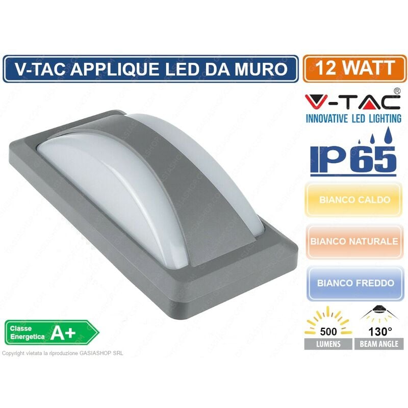 foto del prodotto v tac vt 8058 lampada led da muro 12w wall light da esterno ip65 sku 8245 8246 8247 colore luce bianco freddo