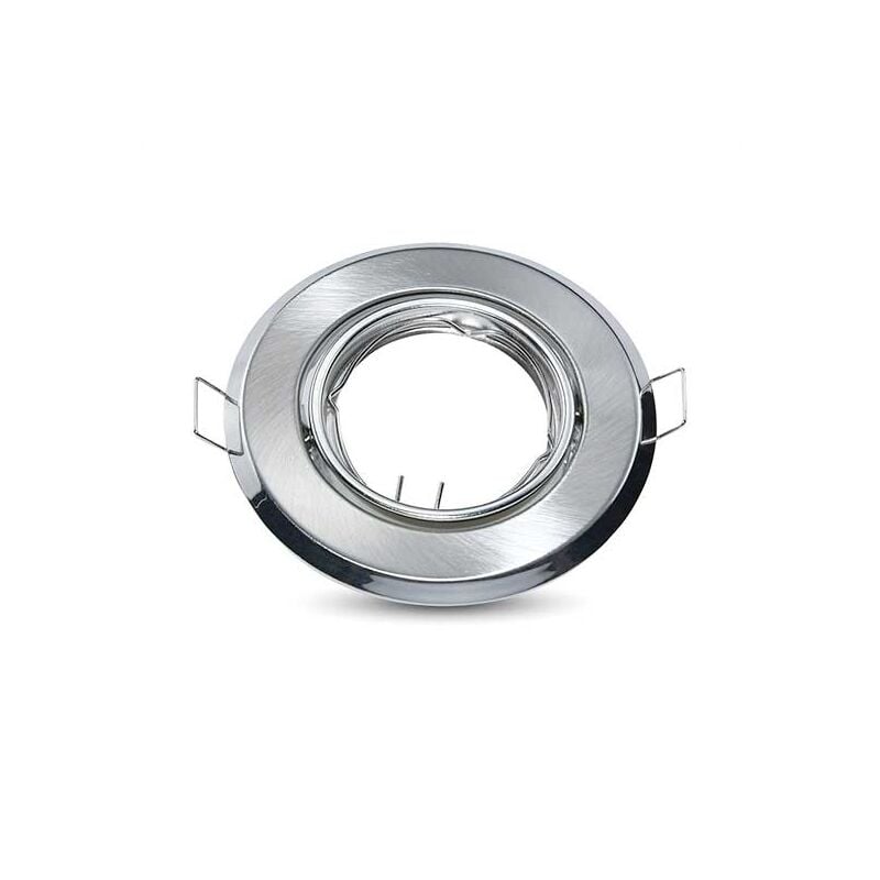 foto del prodotto v tac vt 817 portafaretti da incasso orientabile rotondo metallo nickel satinato per lampadine gu10 gu5.3 sku 8939