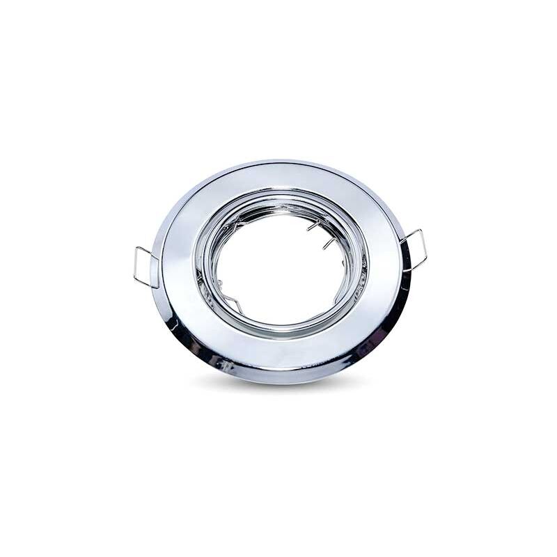 foto del prodotto v tac vt 817 portafaretto da incasso orientabile pacco 2 pezzi rotondo metallo cromato per lampadine gu10 gu5.3 sku 8940