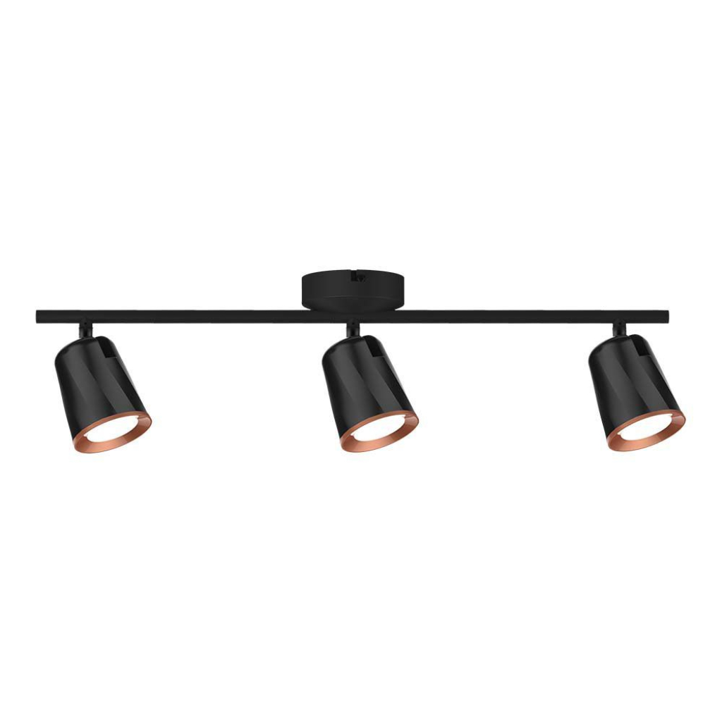 foto del prodotto v tac vt 818 lampada led 15w triplo faretto da parete nero orientabile lampadario luce bianco naturale 4000k sku 218259