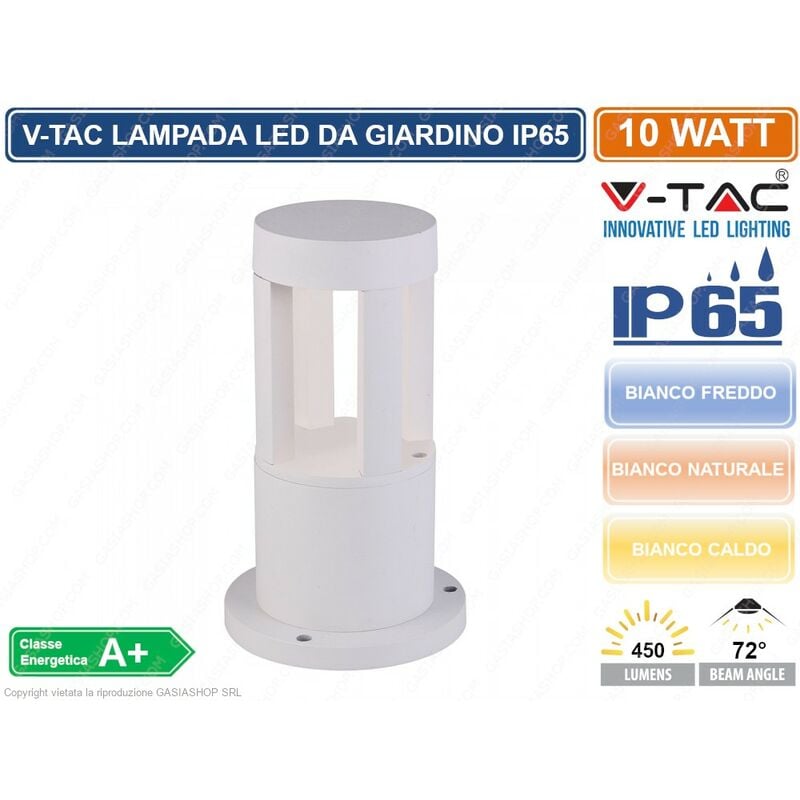 immagine 0 del prodotto v tac vt 830 lampada led da giardino con fissaggio a terra 10w colore bianco ip65 sku 8316 8317 8318 da esterno ip65 colore luce bianco