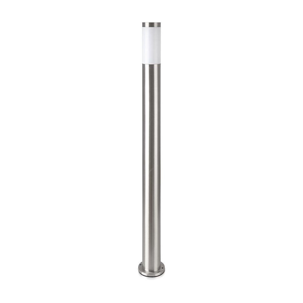 foto del prodotto v tac vt 838 portalampada wall light da giardino con fissaggio a terra 110cm in acciaio inox nickel satinato 1xe27 ip44 sku 8962