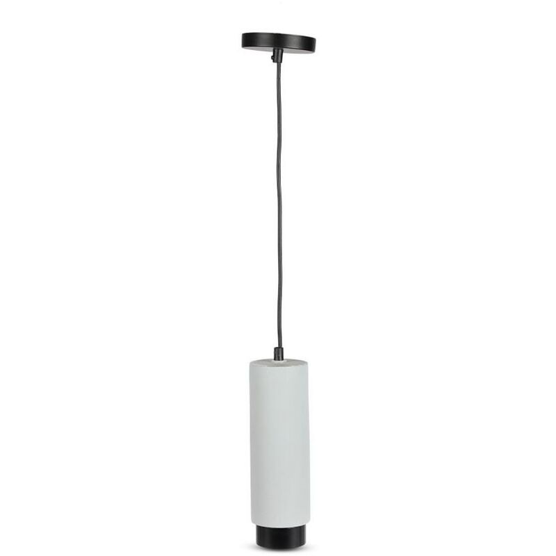 foto del prodotto v tac vt 864 lampadario led portafaretto pendente 1mt gu10 in gesso con bordo metallo nero a sospensione sku 3134