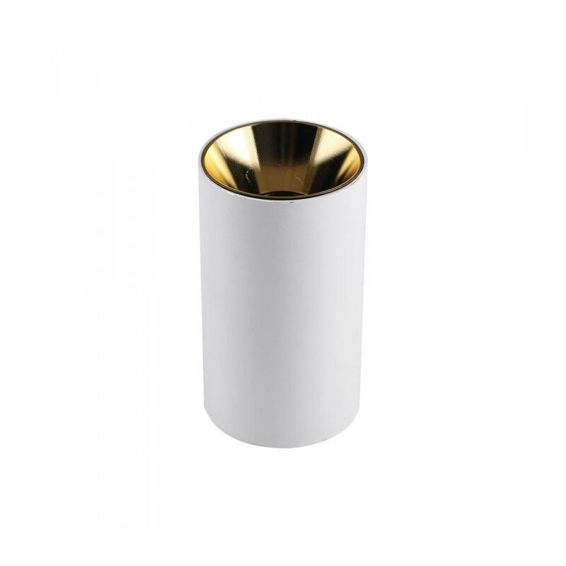 foto del prodotto v tac vt 882 8591 portafaretto led montaggio a superficie rotondo gu10 corpo bianco e riflettore oro
