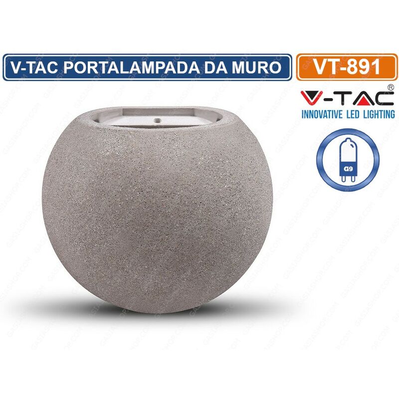 foto del prodotto v tac vt 891 applique portalampada rotondo da muro concrete wall fitting grigio chiaro per lampadine g9 sku 8691