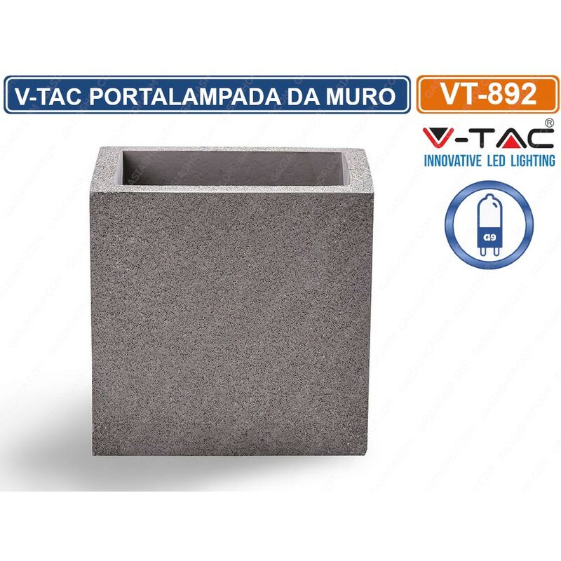 foto del prodotto v tac vt 892 applique portalampada da muro concrete wall fitting grigio chiaro per lampadine g9 sku 8693