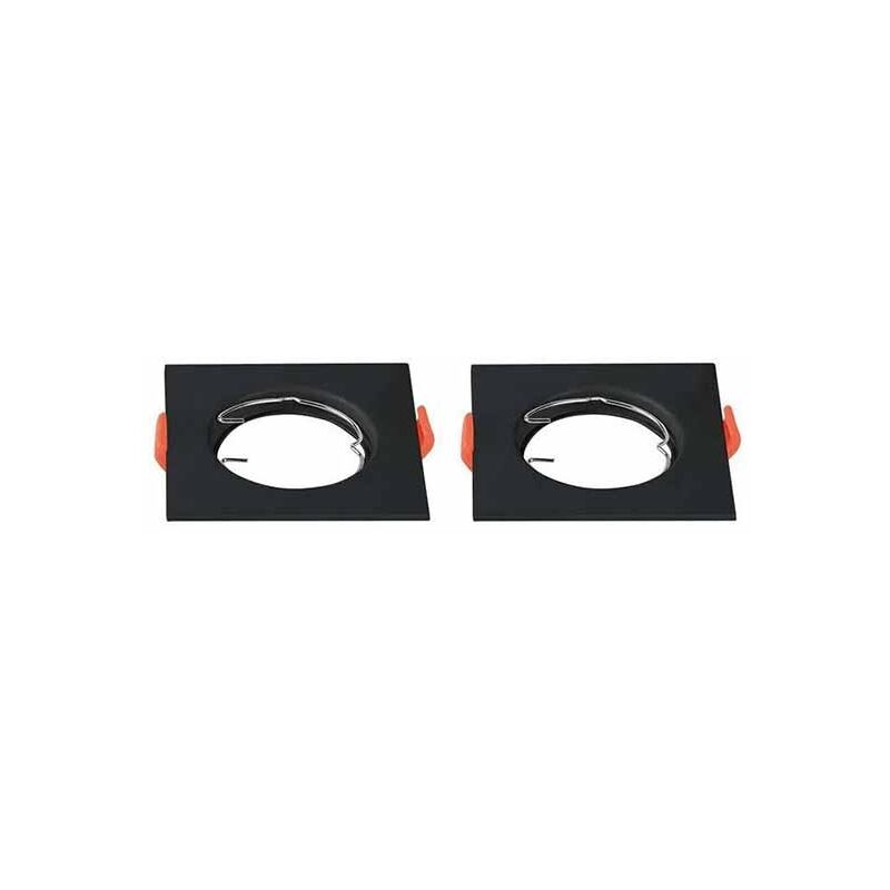 foto del prodotto v tac vt 930 portafaretto da incasso quadrato policarbonato nero box 2pcs per lampadine gu10 gu5.3 sku 6643
