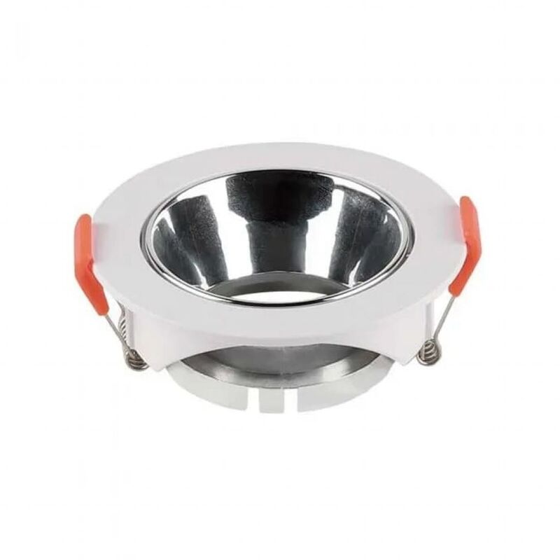 foto del prodotto v tac vt 931 portafaretto led da incasso rotondo faretto gu10 colore bianco con riflettore cromato sku 6647