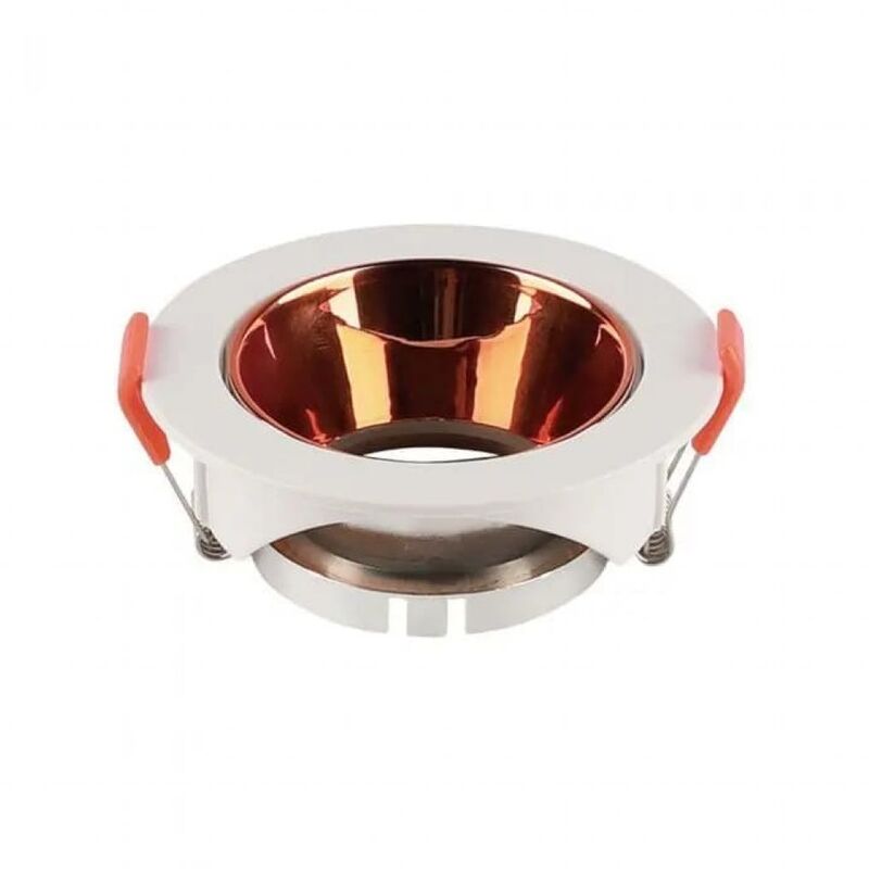 foto del prodotto v tac vt 931 portafaretto led da incasso rotondo faretto gu10 colore bianco con riflettore oro rosa sku 6649