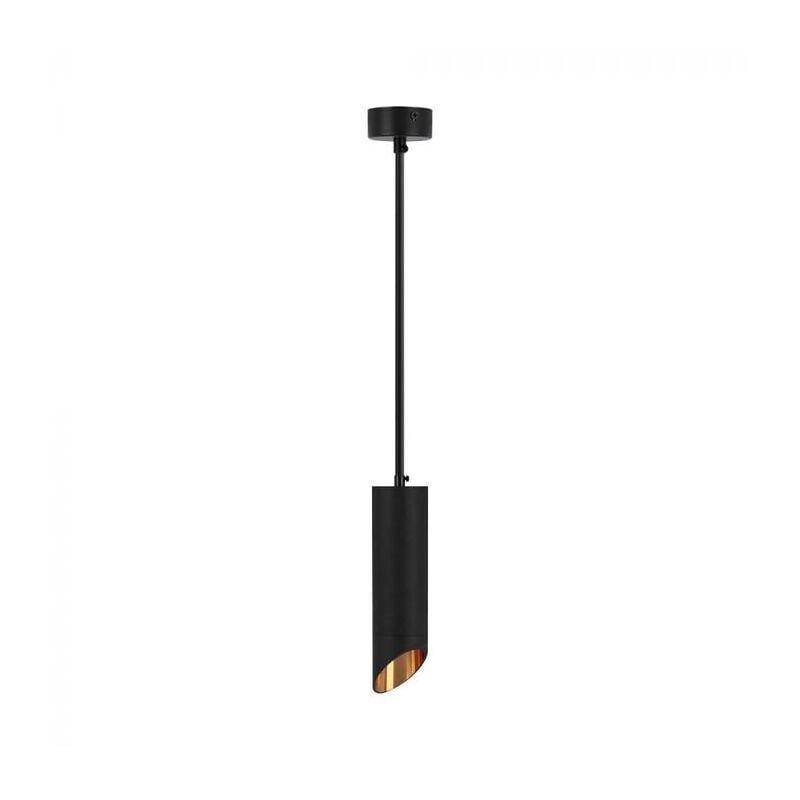 foto del prodotto v tac vt 975 lampadario led portafaretto pendente a sospensione gu10 in alluminio nero riflettore oro sku 6685