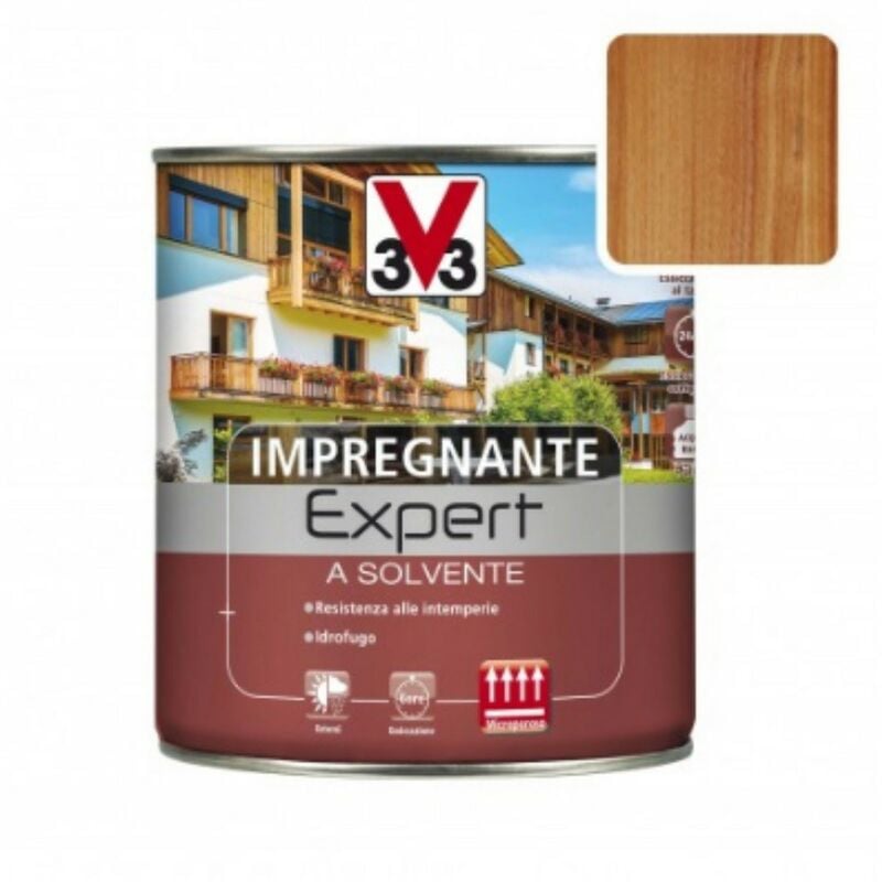 foto del prodotto v33 impregnante a solvente protettivo per legno expert noce medio 3 litri