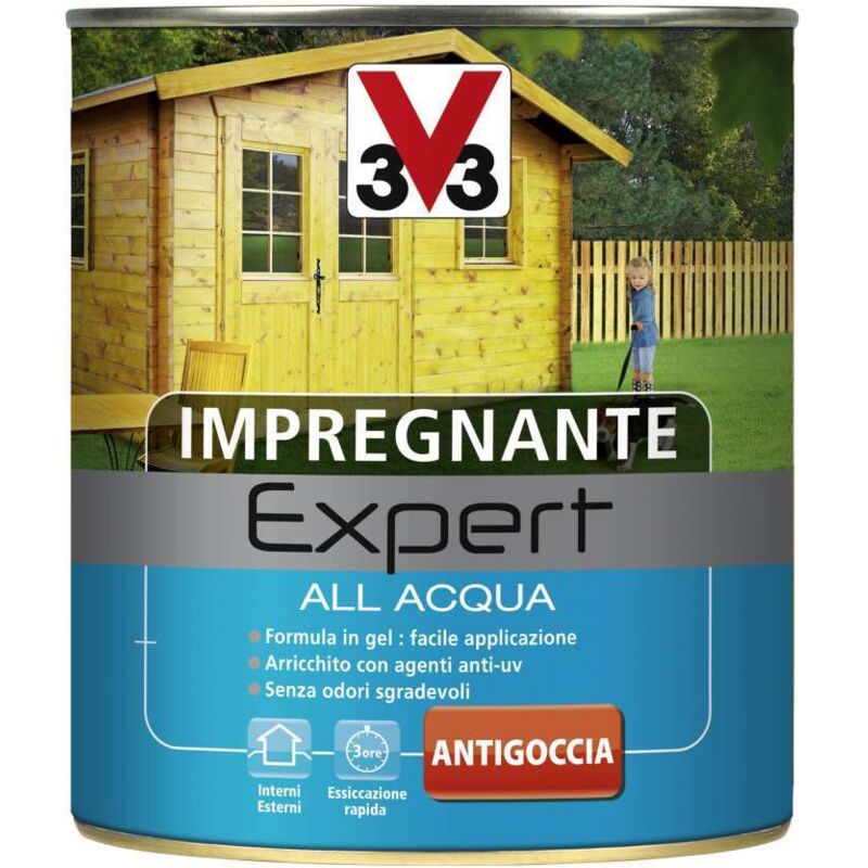 foto del prodotto v33 - impregnante per legno expert ad acqua in gel interno esterno mobili persiane - formato 0,75 lt - colore noce chiaro