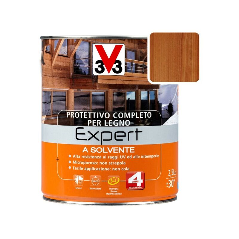 foto del prodotto v33 protettivo completo a solvente 2,5 lt noce chiaro