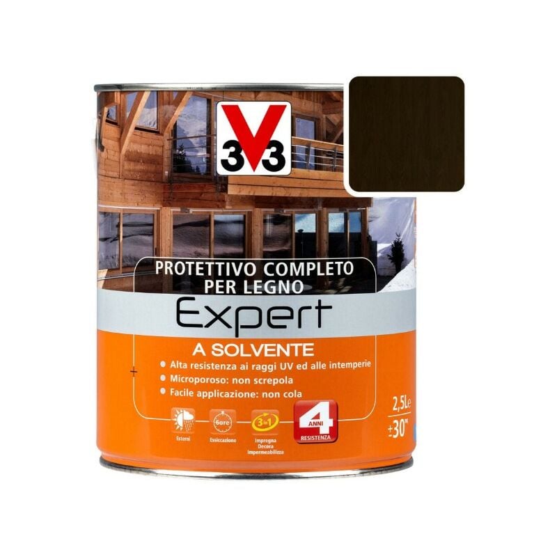 foto del prodotto v33 protettivo completo a solvente 2,5 lt noce scuro