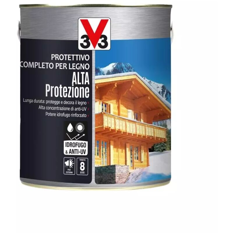 foto del prodotto v33 protettivo completo per legno alta protezione a solvente, colore noce scuro 2,5 litri