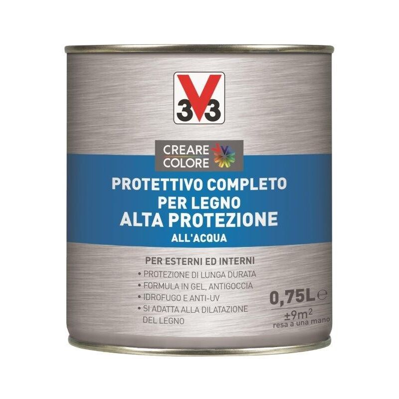 foto del prodotto v33 protettivo completo per legno alta protezione all acqua satinato tarsparente all acqua 0,75lt