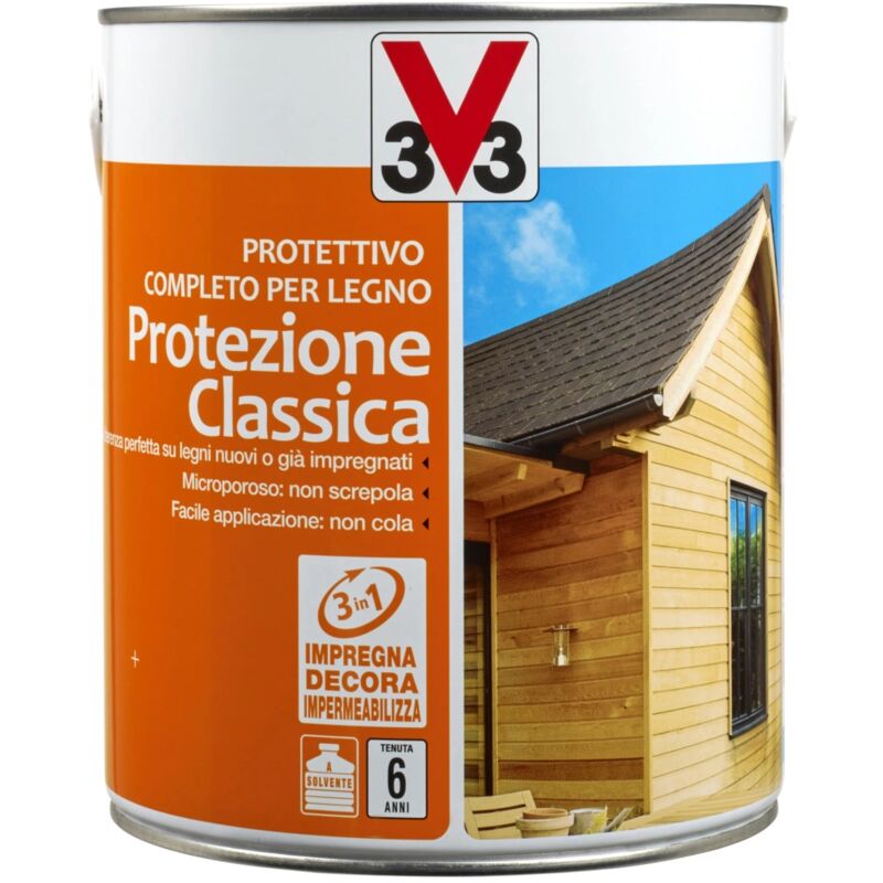 foto del prodotto v33 protettivo completo per legno protezione classica, colore noce scuro 2,5 litri