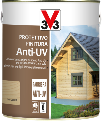 foto del prodotto v33 protettivo per legno da esterno finitura incolore trasparente anti uv 2,5 litri