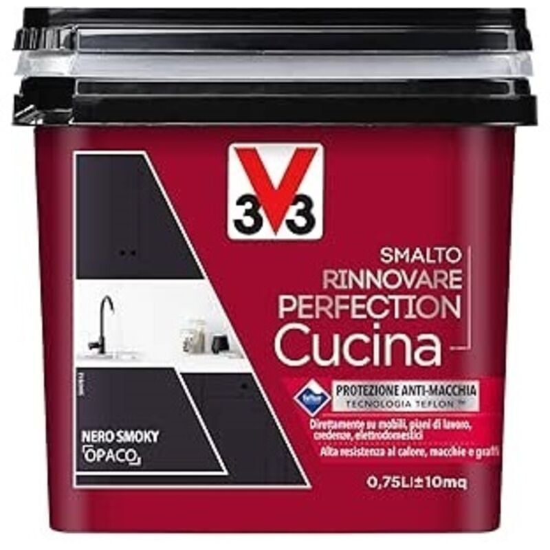 foto del prodotto v33 smalto all acqua rinnovare perfection cucina 750 ml nero smoky opaco