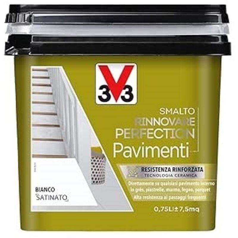 foto del prodotto v33 smalto all acqua rinnovare perfection pavimenti 750 ml bianco satinato
