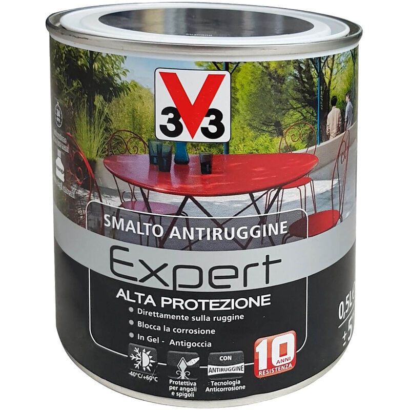 foto del prodotto v33 smalto antiruggine in gel expert 500 ml nero brillante ral 9005