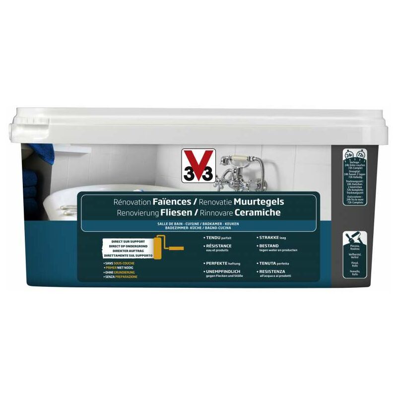 foto del prodotto v33 smalto ceramiche piastrelle assenzio 2 l