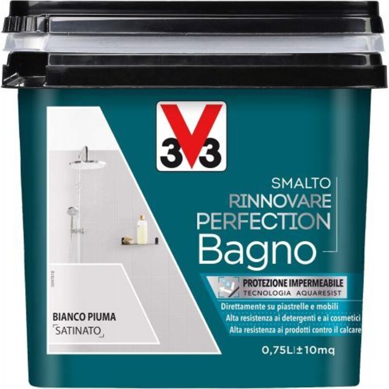 foto del prodotto v33 smalto rinnovare perfection bagno muri piastrelle mobili reistente acqua colore bianco piuma satinato