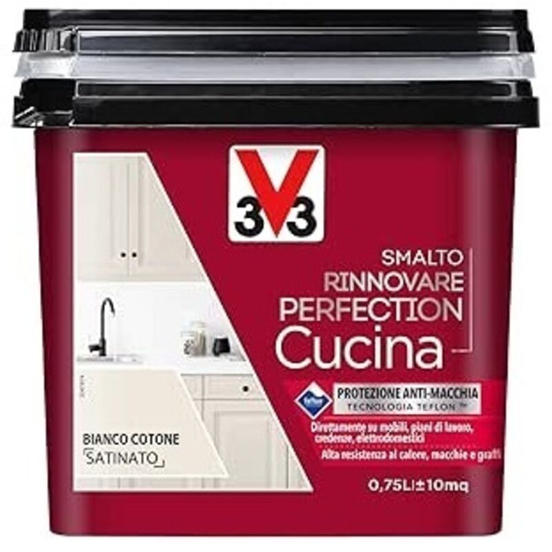 foto del prodotto v33 smalto rinnovare perfection cucina muri piastrelle mobili metallo satinato colore bianco cotone satinato
