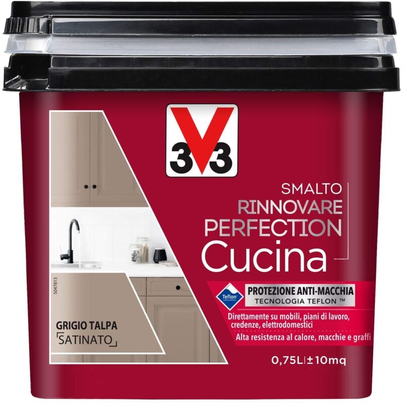 foto del prodotto v33 - smalto rinnovare perfection cucina muri piastrelle mobili metallo satinato - colore grigio talpa satinato