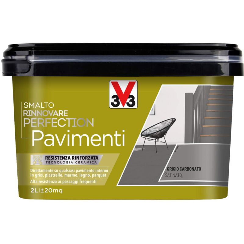 foto del prodotto v33 smalto rinnovare perfection pavimenti grigio carbonato satinato 2 l
