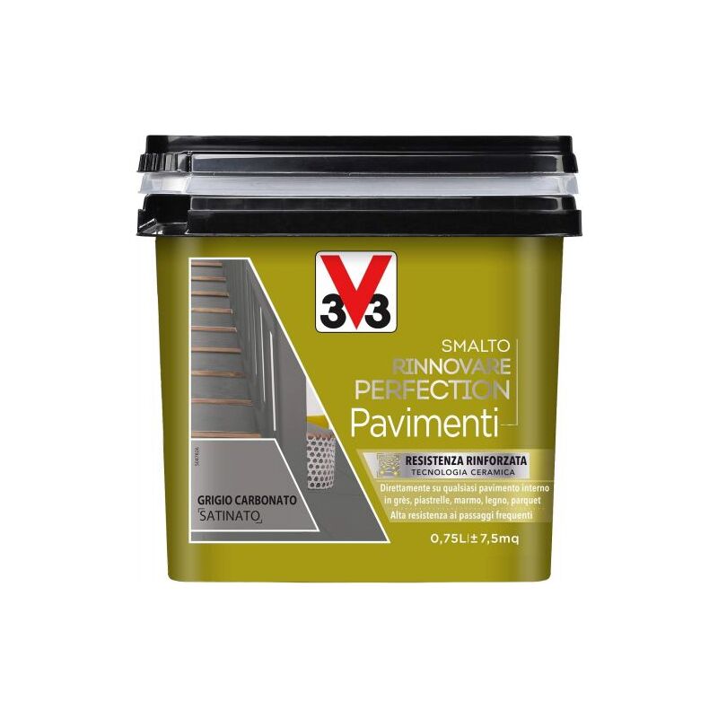 foto del prodotto v33 smalto rinnovatore pavimenti colore grigio carbonato satinato 750 ml 02152 