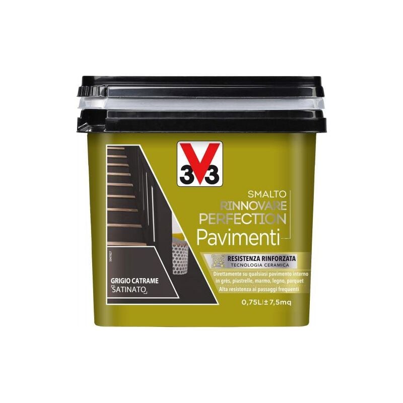 foto del prodotto v33 smalto rinnovatore per pavimenti colore grigio catrame satinato 750 ml 02151