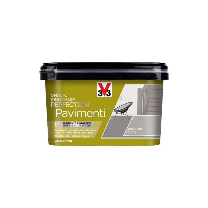 foto del prodotto v33 smalto rinnovatore per pavimenti colore grigio titanio satinato 2 lt 02155 