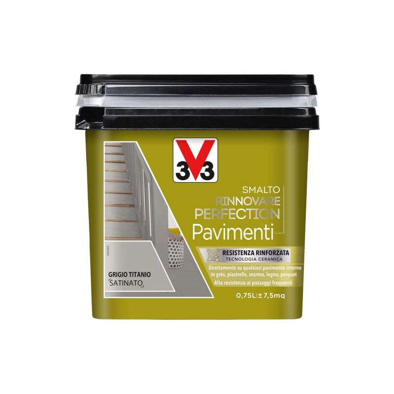 foto del prodotto v33 smalto rinnovatore per pavimenti colore grigio titanio satinato 750 ml 02150