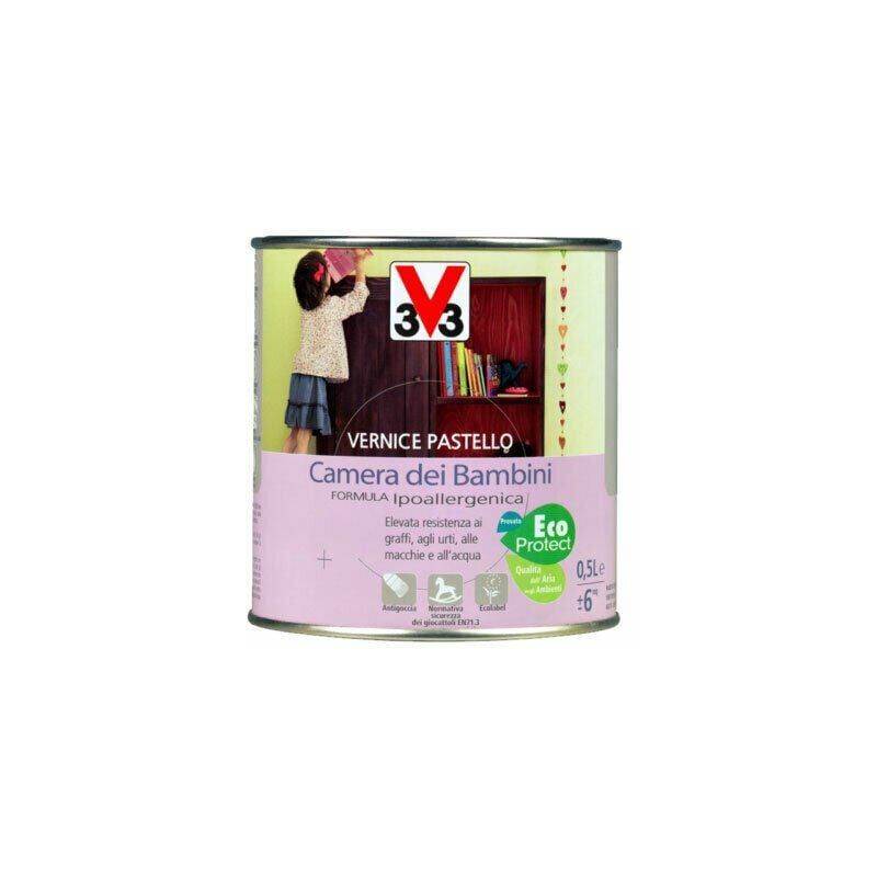 foto del prodotto v33 vernice pastello ipoallergenica acqua bambini protezione legno mobili porte colore tenerezza