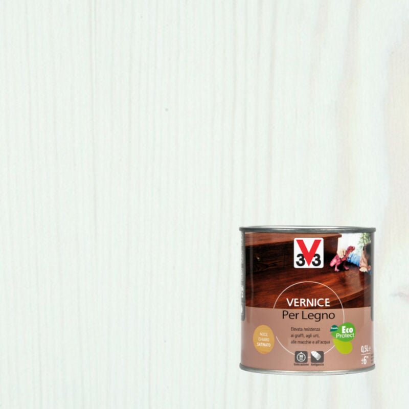 foto del prodotto v33 vernice per legno 500ml bianco opaco