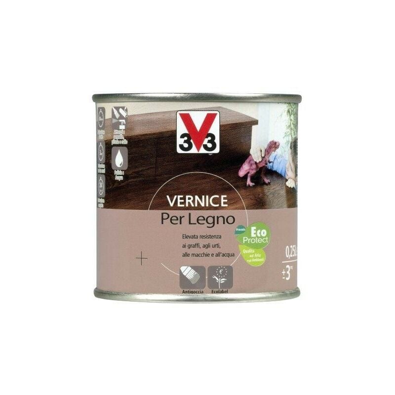 foto del prodotto v33 vernice per legno cioccolato l.0,25
