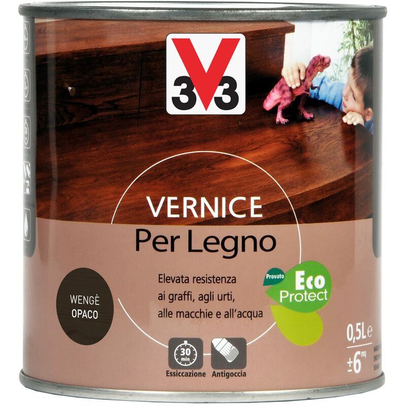 foto del prodotto v33 vernice per legno weng opaco 0,5 l