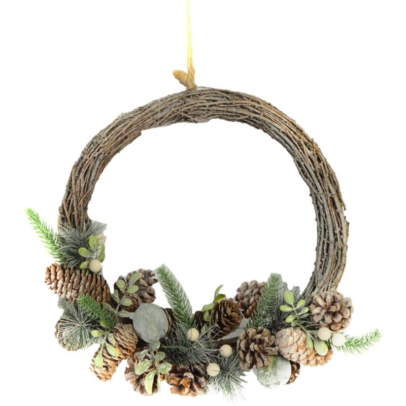 foto del prodotto vacchetti ghirlanda natalizia bianca corona porta coroncina di natale