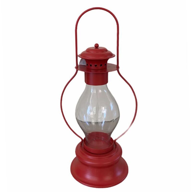 foto del prodotto vacchetti lanterna in metallo old time appendibile da esterno e giardino h 36 cm rosso