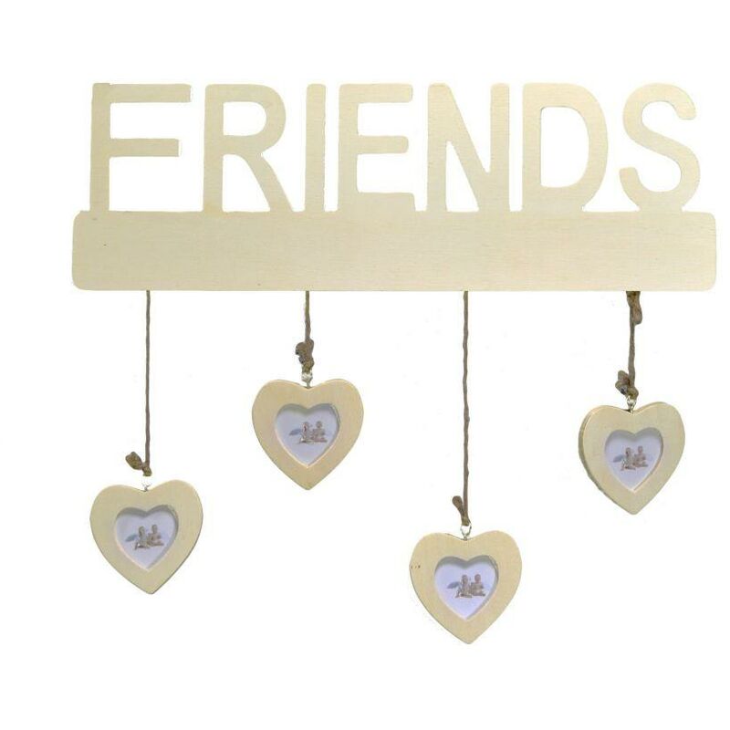 foto del prodotto vacchetti portafoto muro friends con cuori multiplo 4p cm40xh35x1
