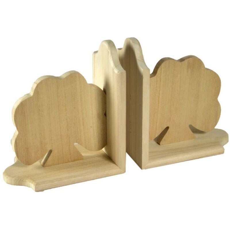 foto del prodotto vacchetti reggilibri coppia in legno con albero cm19x17x19