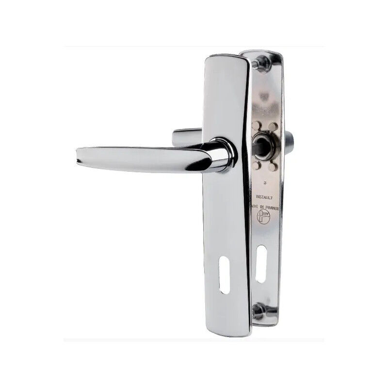 foto del prodotto vachette due maniglie per porte con finiture cromate a specchio, chiave l, interasse 165 mm